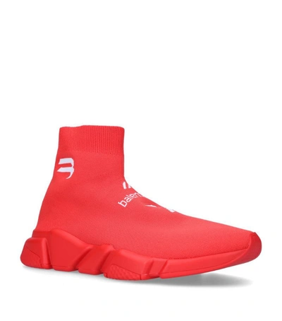 Balenciaga Men's Speed Soccer Knit Sock Trainer Sneakers In Red