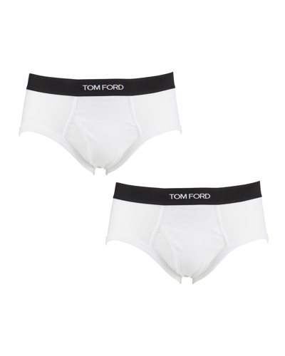 Tom Ford Two-pack Stretch Cotton And Modal-blend Briefs In 100 White