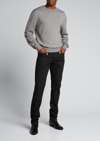 Tom Ford Men's Solid Jersey Stitch Sweater In Grey