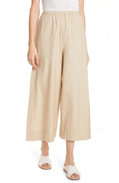 Vince Side-slit Cotton Culottes In Clay