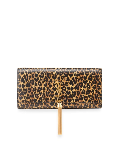 Saint Laurent Kate Leopard Print Clutch Bag in Black