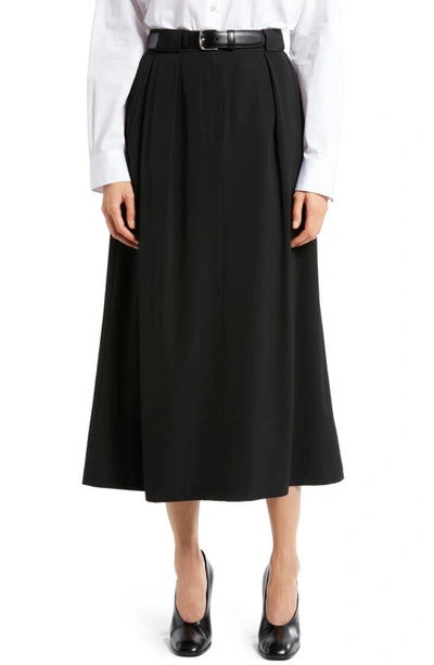 The Row Jaako Pleated Crepe Midi Skirt In Black