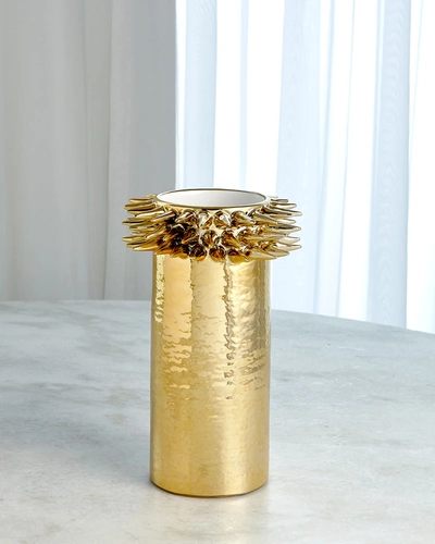 Ashley Childers For Global Views Spike Cylinder Small Vase In Gold
