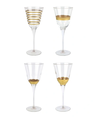 Vietri Raffaello 4-piece Assorted Wine Glass Set In Gold