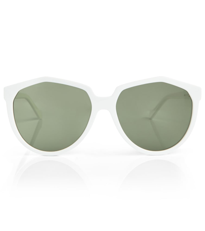 Loewe Irregular Round Acetate Sunglasses In White/green