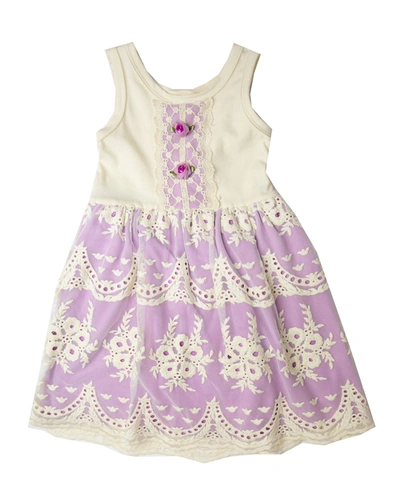 Haute Baby Kids' Girl's Lacy Lilac Lace Floral Dress In Lavender