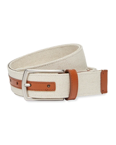 Ermenegildo Zegna Men's Woven Formal-buckle Belt In Beige