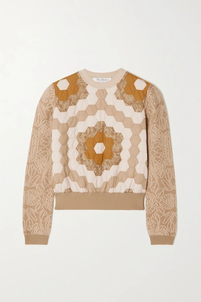 Max Mara Cosmo Kaleidoscope Patchwork Jacquard Sweater In Beige