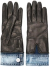 Dsquared2 Denim Detail Gloves In Black