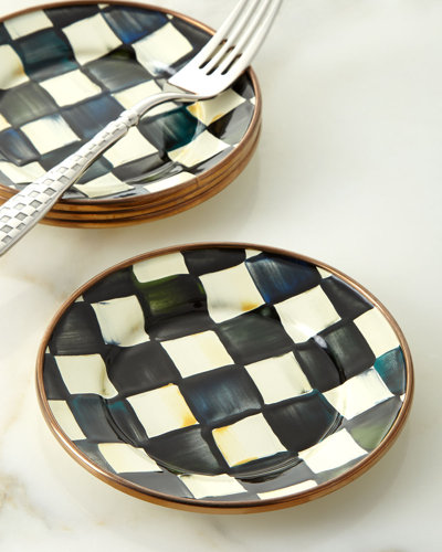 Mackenzie-childs Courtly Check Enamel Canape Plate In Black/white