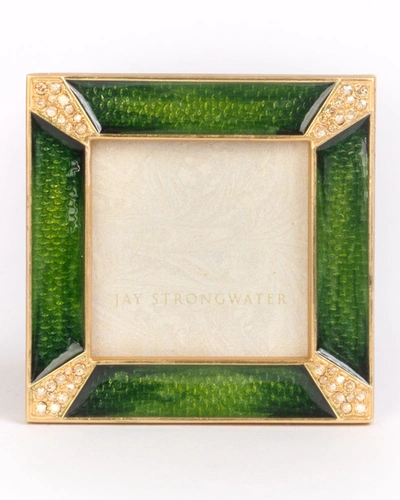 Jay Strongwater Leland Pave Corner Square Picture Frame, Emerald - 2" X 2"