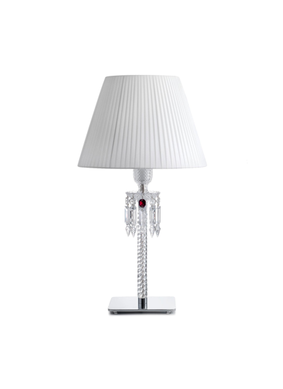 Baccarat Torch Crystal Desk Lamp With White Shade In Multi