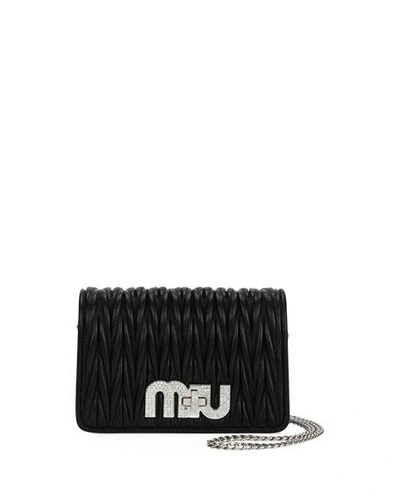 Miu Miu Matelasse Leather Chain Shoulder Bag In Black