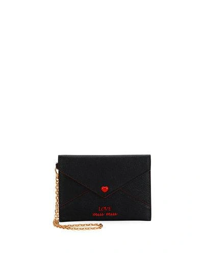 Miu Miu Madras Love Envelope Clutch Bag In Black
