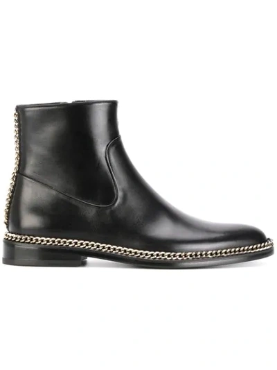 Lanvin Chain-embellished Leather Chelsea Boots In Noir