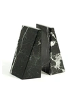 Bey-berk Zebra Marble Wedge Bookend In Black Zebra Marble