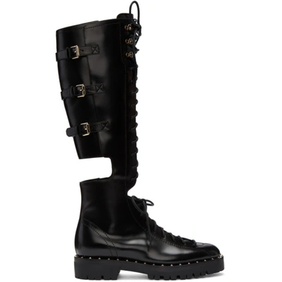 Valentino Garavani 30mm Soul Rockstud Cutout Leather Boots In Black