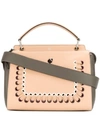 Fendi Dotcom Bi-colour Whipstitch Leather Bag In Neutrals