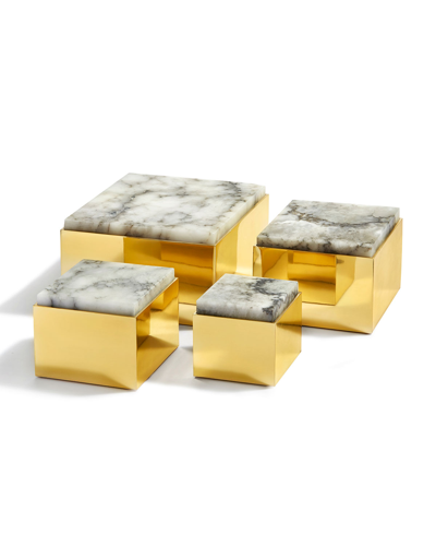 Anna New York Large Scatola Alabaster & Pure Brass Box In Nocolor