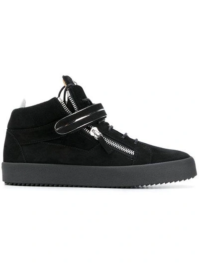 Giuseppe Zanotti Black Suede Leather Mick Hi-top Sneakers