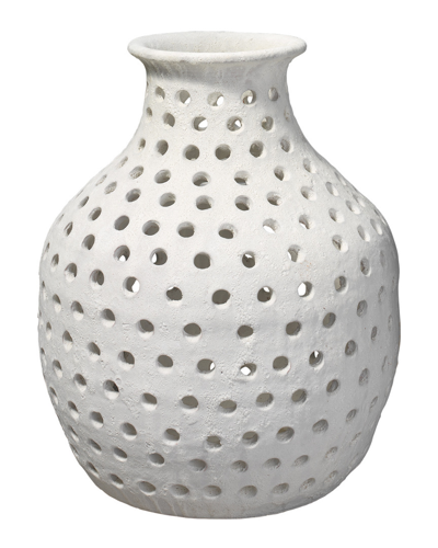 Jamie Young Small Porous Vase In Matte White Ceramic