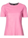 Adam Lippes Short-sleeve Leather Top In Pink & Purple