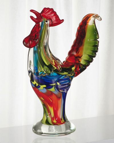 Dale Tiffany Decorative Art Glass Rooster Figurine In Multi