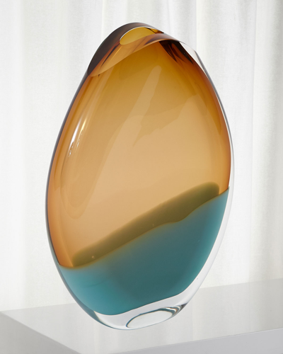 Global Views Pistachio Large Oval Vase In Blue