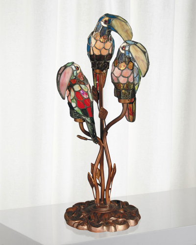 Dale Tiffany Three Parrots Tiffany Table Lamp In Multi