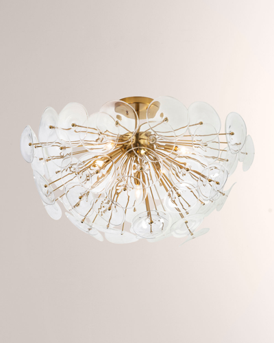 Regina Andrew Poppy Glass Semi Flush Mount In Brass