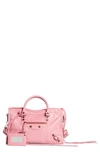 Balenciaga Classic Silver City Small Leather Shoulder Bag In Pink