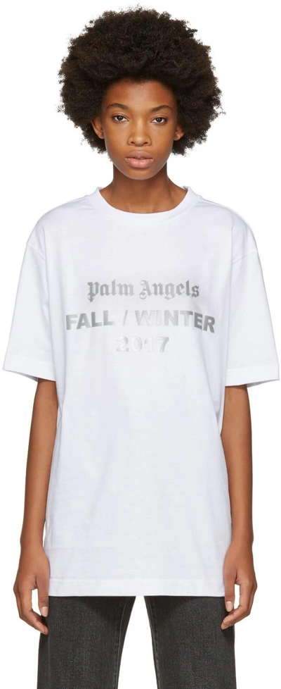 Palm Angels White Reflective Logo T-shirt