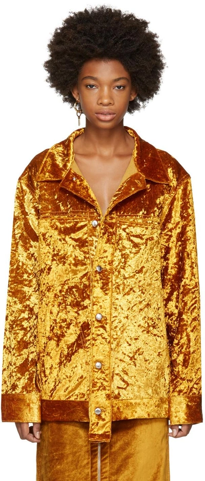 Eckhaus Latta Oversized Metallic Velvet Jacket In Gold