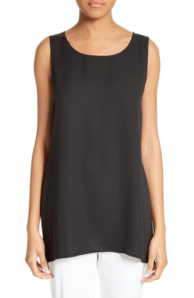 Gucci Ruthie Sleeveless High-low Hem Silk Blouse In Black