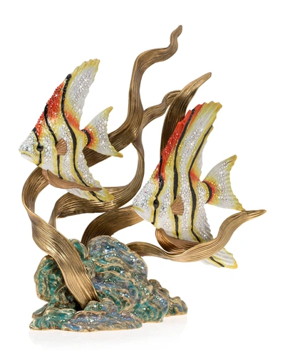 Jay Strongwater Angel Fish & Seagrass Figurine In Multi