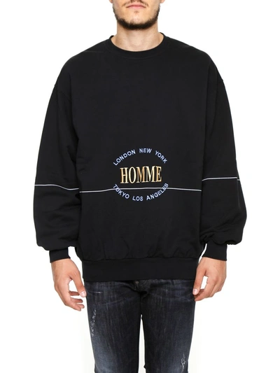 Balenciaga Homme Embroidered Crewneck Sweatshirt, Black/white In Noir/blanc|bianco  | ModeSens