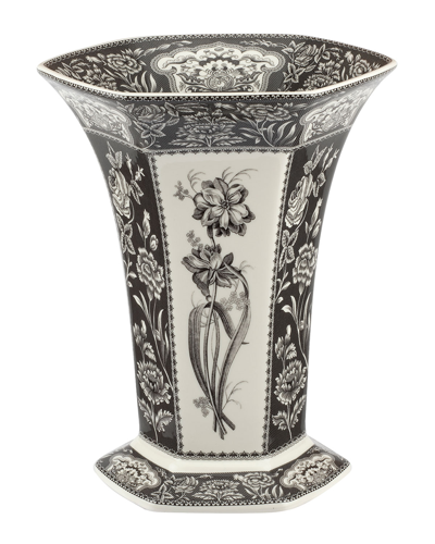 Spode Hexagonal Floral Vase In Black