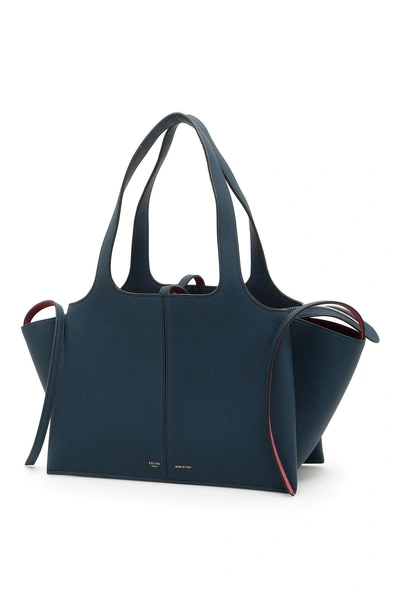Celine Small Tri-fold Bag In Steel Blueblu