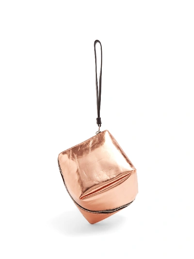 Proenza Schouler Metallic Leather Mini Cube Wristlet Bag In Rose Gold