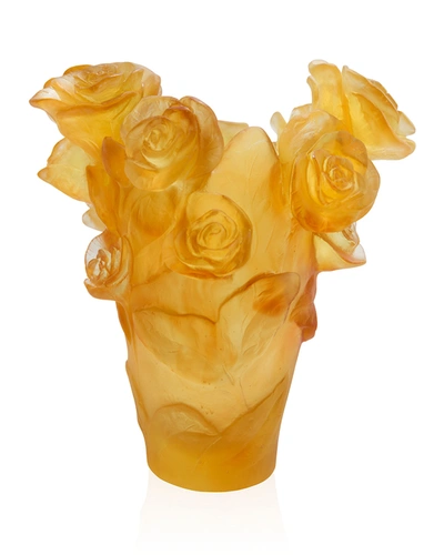 Daum Yellow Small Rose Passion Vase