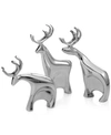 Nambe Dasher Reindeer Figurine Set In Silver
