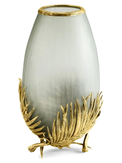 Michael Aram Palm Medium Glass Vase In Gold