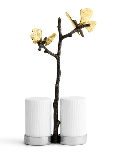 Michael Aram Butterfly Ginkgo Salt And Pepper Shakers With Caddy In Brown