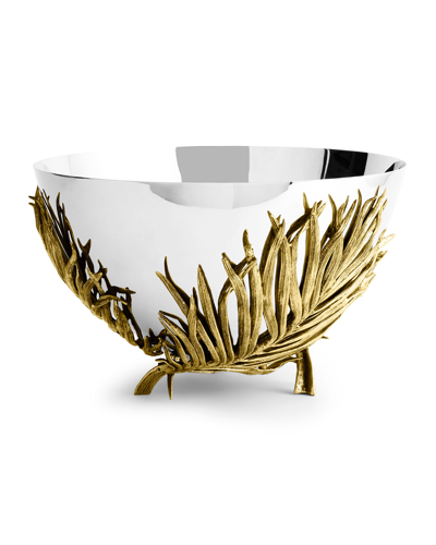 Michael Aram Palm Centerpiece Bowl In Silver/gold