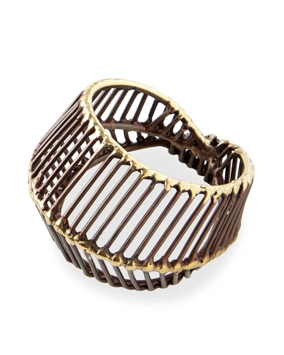 Kim Seybert Cage Napkin Ring, Gold/black In Brass/gold