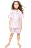 Petite Plume Kid's Gingham 2-piece Pajama Shorts Set In Pink