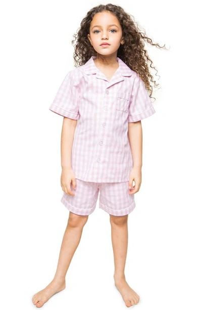 Petite Plume Kid's Gingham 2-piece Pajama Shorts Set In Pink