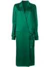 Haider Ackermann Techno Satin Wrap Dress In Green