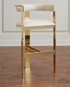 Interlude Home Darla Brass And Leather Counter Stool