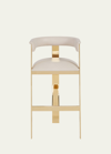Interlude Home Darla Brass And Leather Bar Stool
